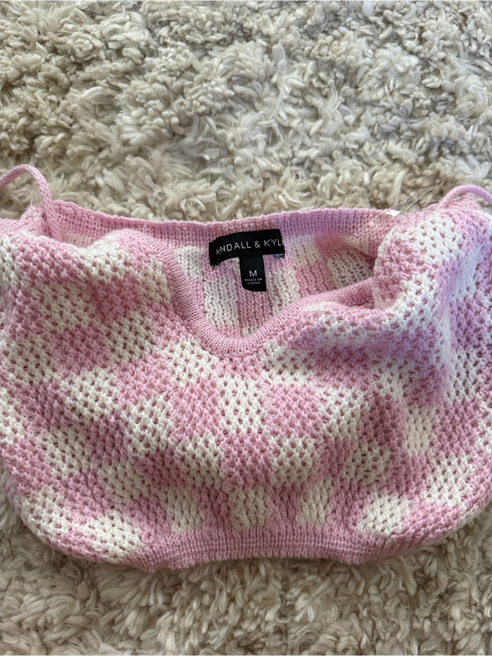 Kendall & Kylie Pink Knit Cropped Bandeau Bralette